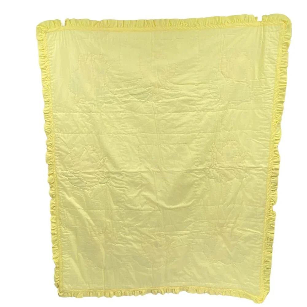 Angel‎ embroidered baby crib quilt blanket yellow white unisex boy girl